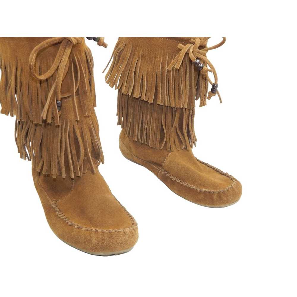 Minnetonka Moccasins 2 Layer Fringe Boots Womens … - image 1