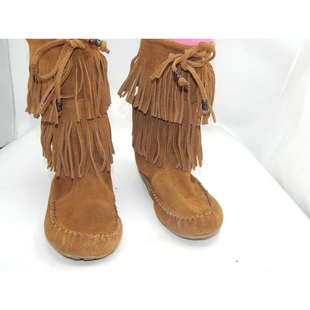 Minnetonka Moccasins 2 Layer Fringe Boots Womens … - image 2