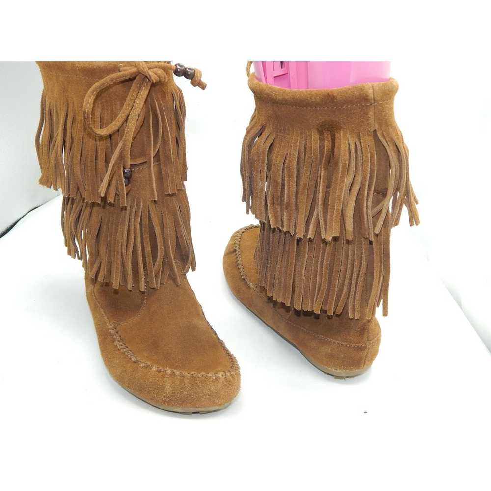 Minnetonka Moccasins 2 Layer Fringe Boots Womens … - image 5