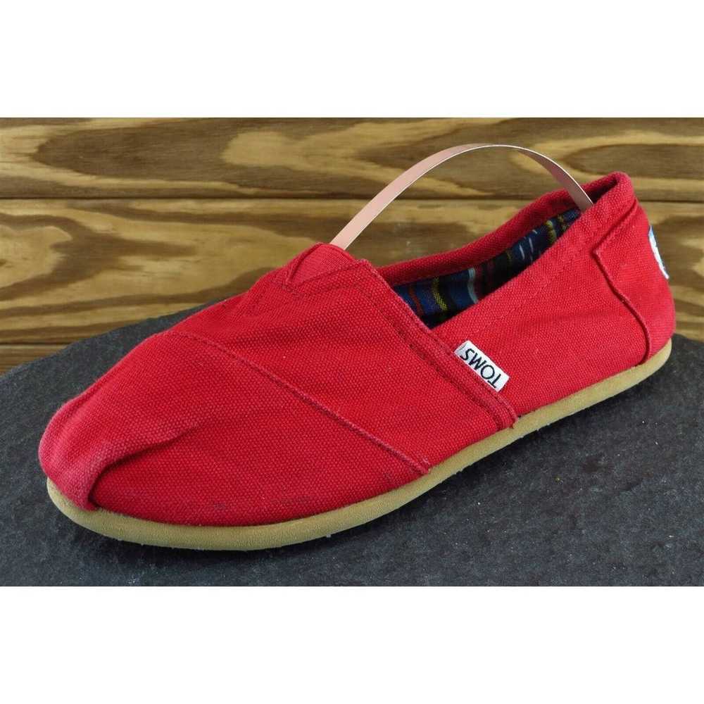 Toms Women Sz 7.5 M Red Flat Fabric Shoes - image 1