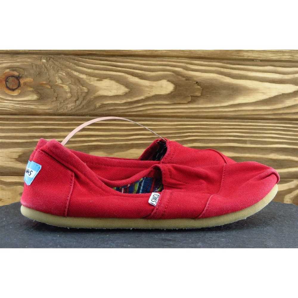 Toms Women Sz 7.5 M Red Flat Fabric Shoes - image 4