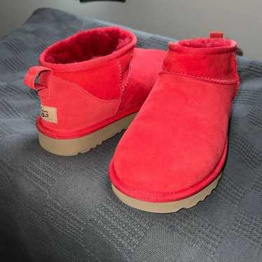 UGG Australia red Classic ultra Mini Leather Boots