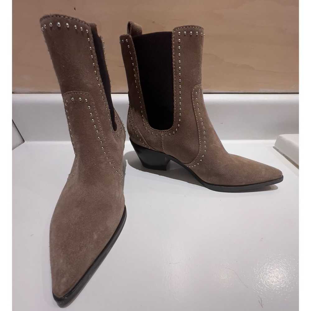 PAIGE Studded Taupe Suede Willa Ankle Boots 9 - image 3