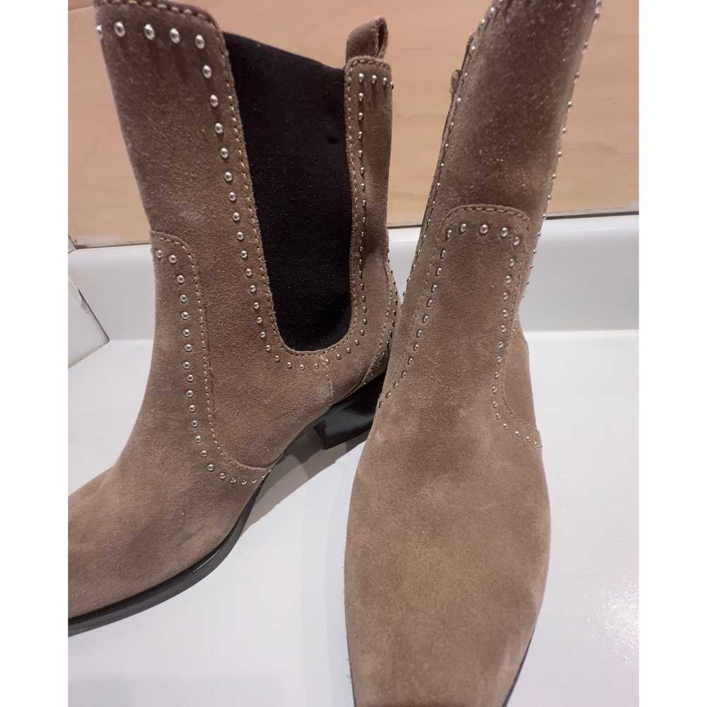 PAIGE Studded Taupe Suede Willa Ankle Boots 9 - image 5