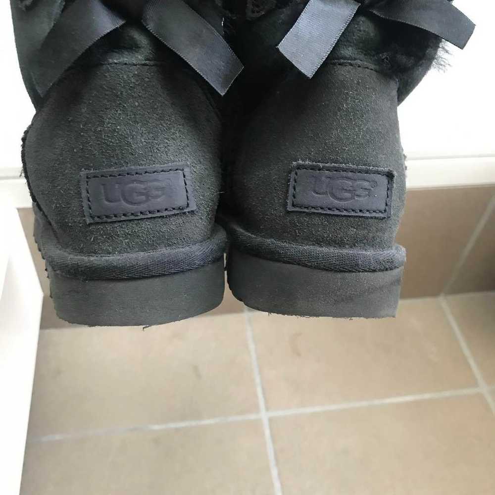 ugg sheepskin boots 24.0 Bailey Bow black ribbon … - image 3