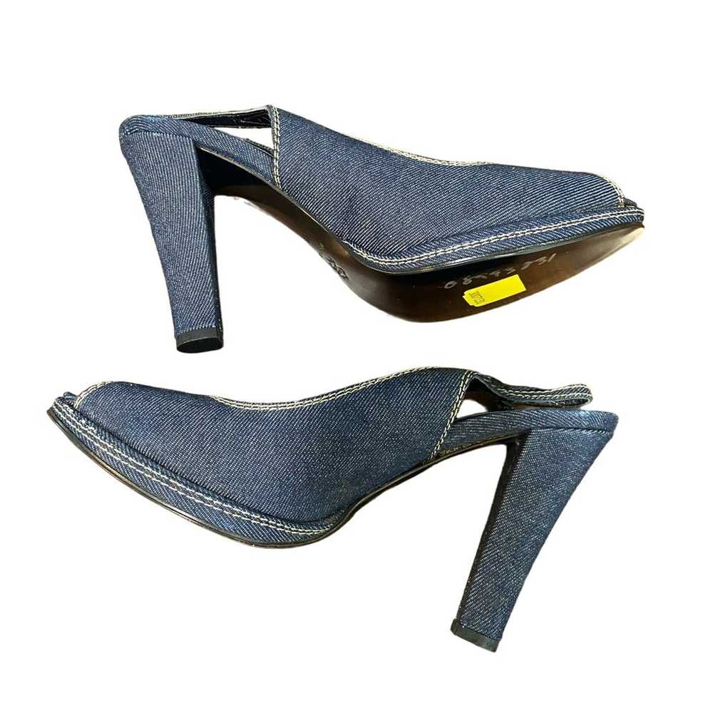 Biba Denim Peep Toe Buckle Heels Sz 41 NWOB - image 6