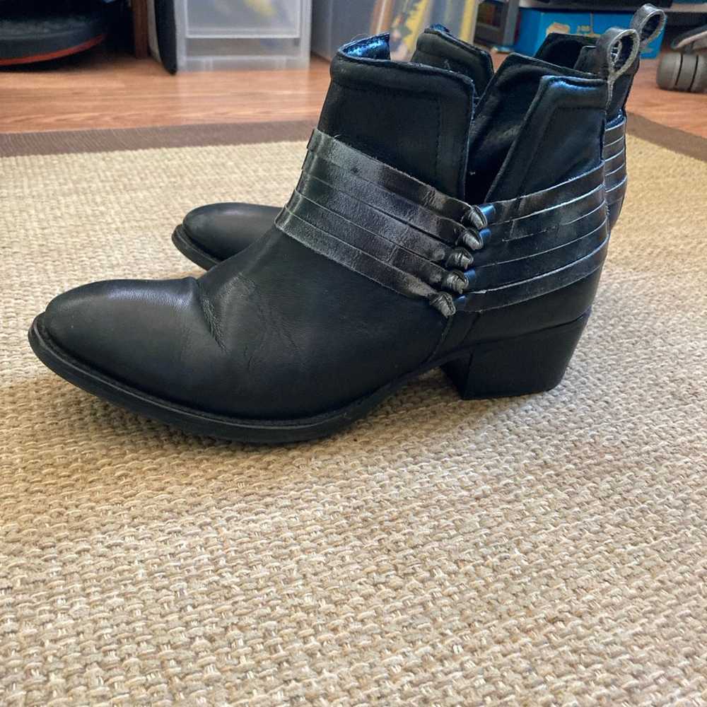 Diba Skyler Black Leather Western Ankle Boot Size… - image 6