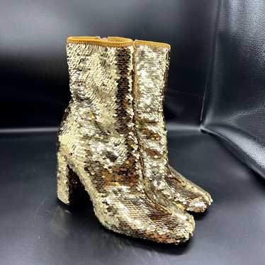 Steve Madden Gold Sequin Go-Go Lynden Sock Boot S… - image 1