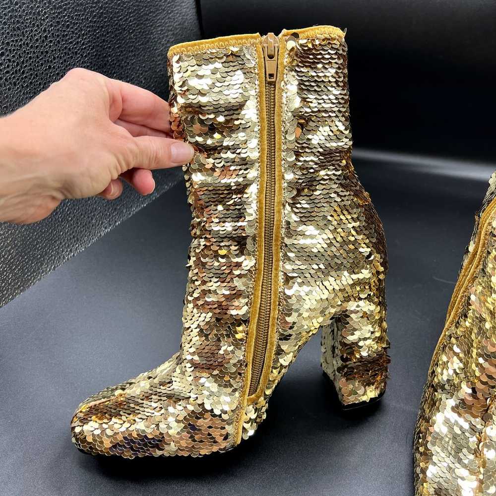 Steve Madden Gold Sequin Go-Go Lynden Sock Boot S… - image 3