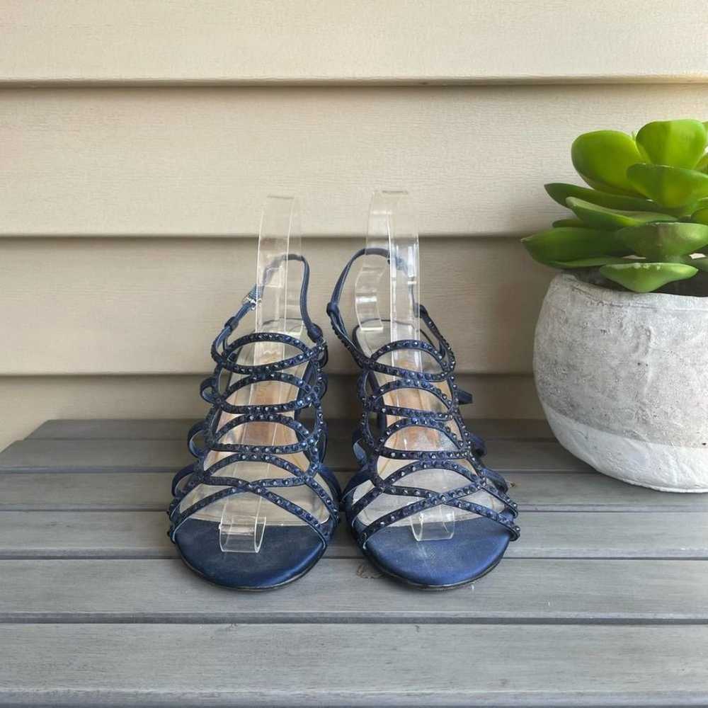 Vintage Caparros Blue Studded Heels Dressy Open T… - image 2