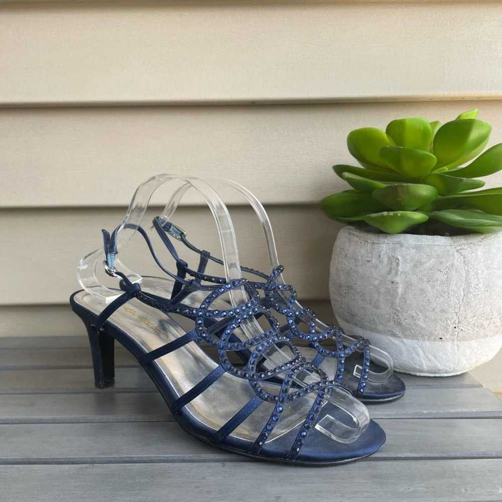 Vintage Caparros Blue Studded Heels Dressy Open T… - image 3