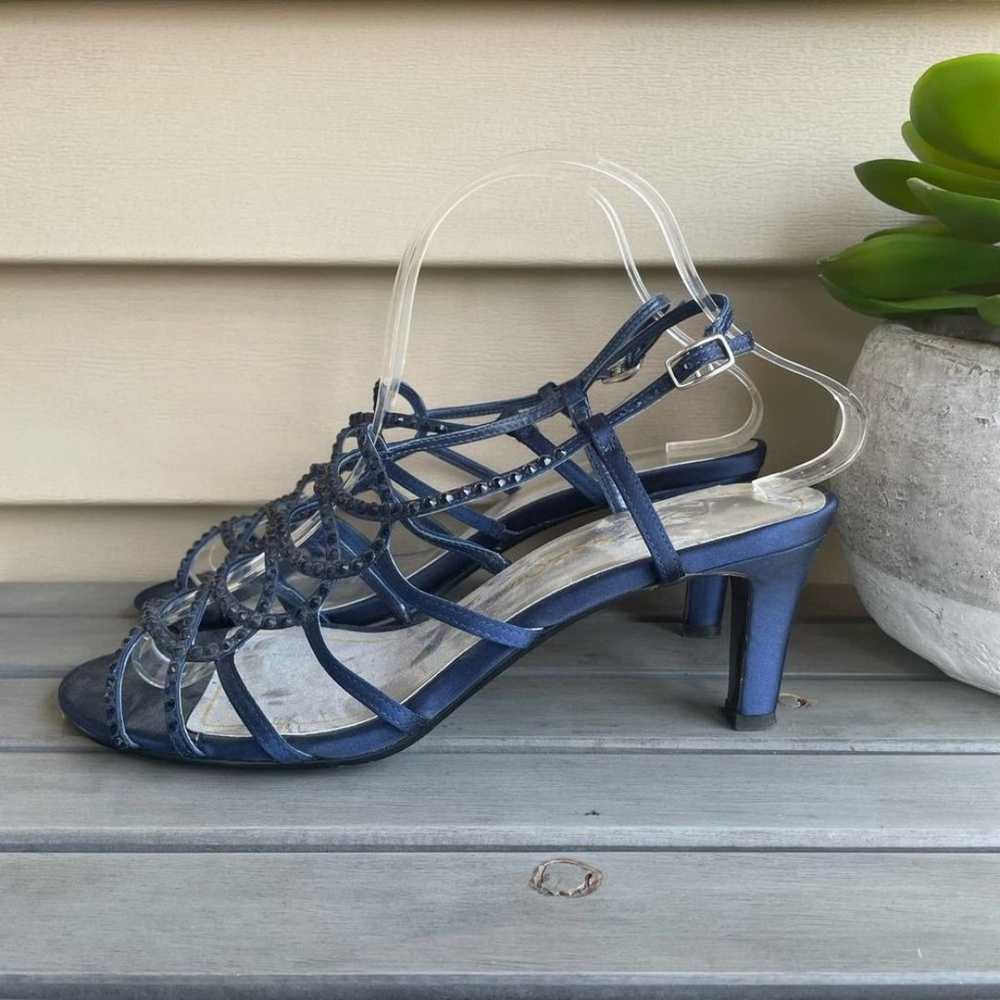 Vintage Caparros Blue Studded Heels Dressy Open T… - image 5