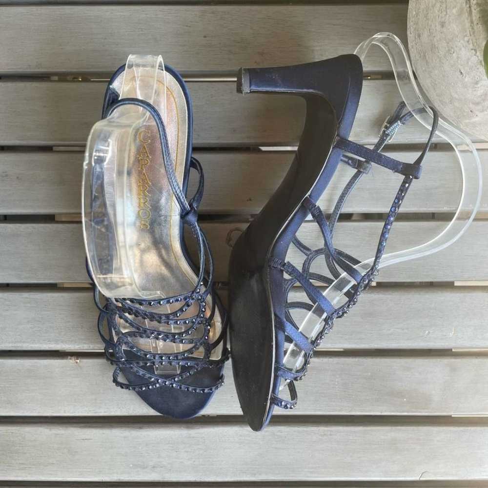 Vintage Caparros Blue Studded Heels Dressy Open T… - image 8