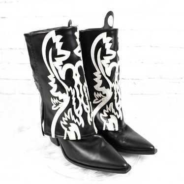 Azalea Wang Black White Faux Leather Cowboy Weste… - image 1