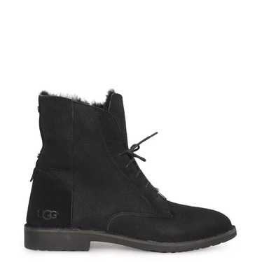 UGG QUINCY BLACK SUEDE/ SHEEPSKIN ANKLE BOOTS SZ 7