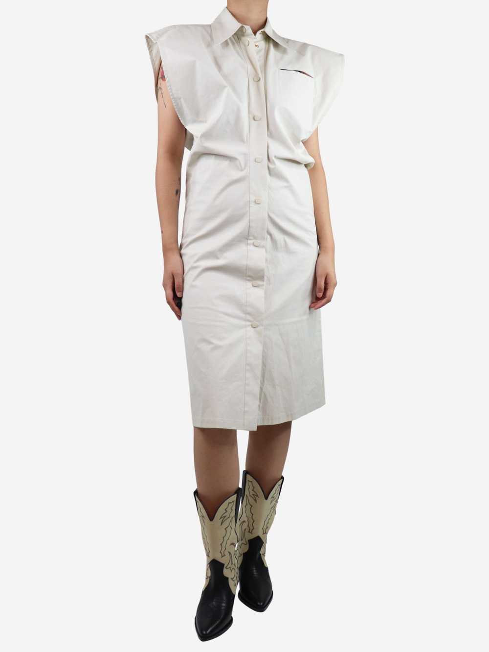 Bottega Veneta Ivory sleeveless knee-length shirt… - image 3