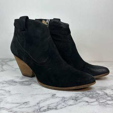 Frye Black Suede Reina Western Heeled Bootie 10