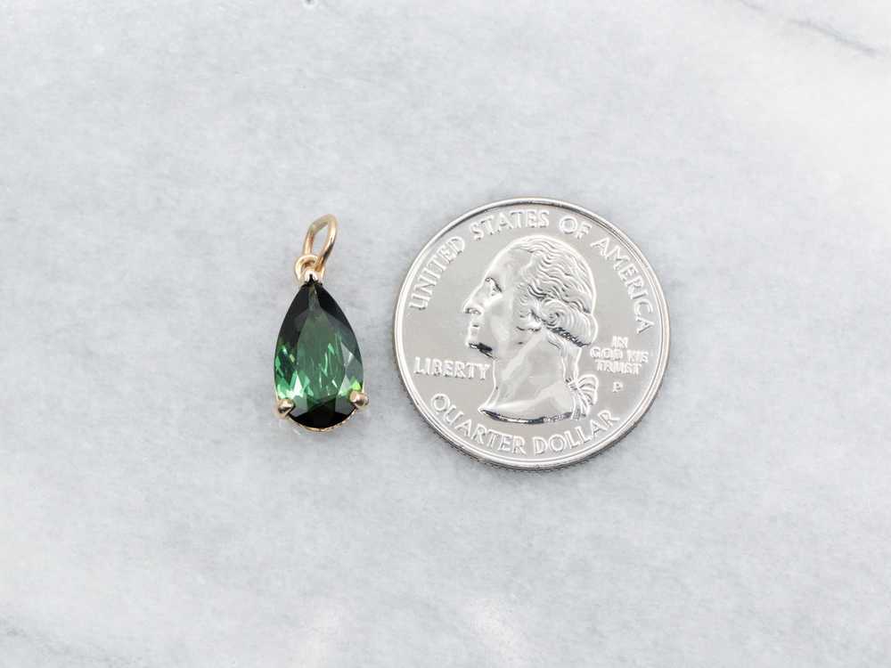 Pear Cut Green Tourmaline Solitaire Pendant - image 3