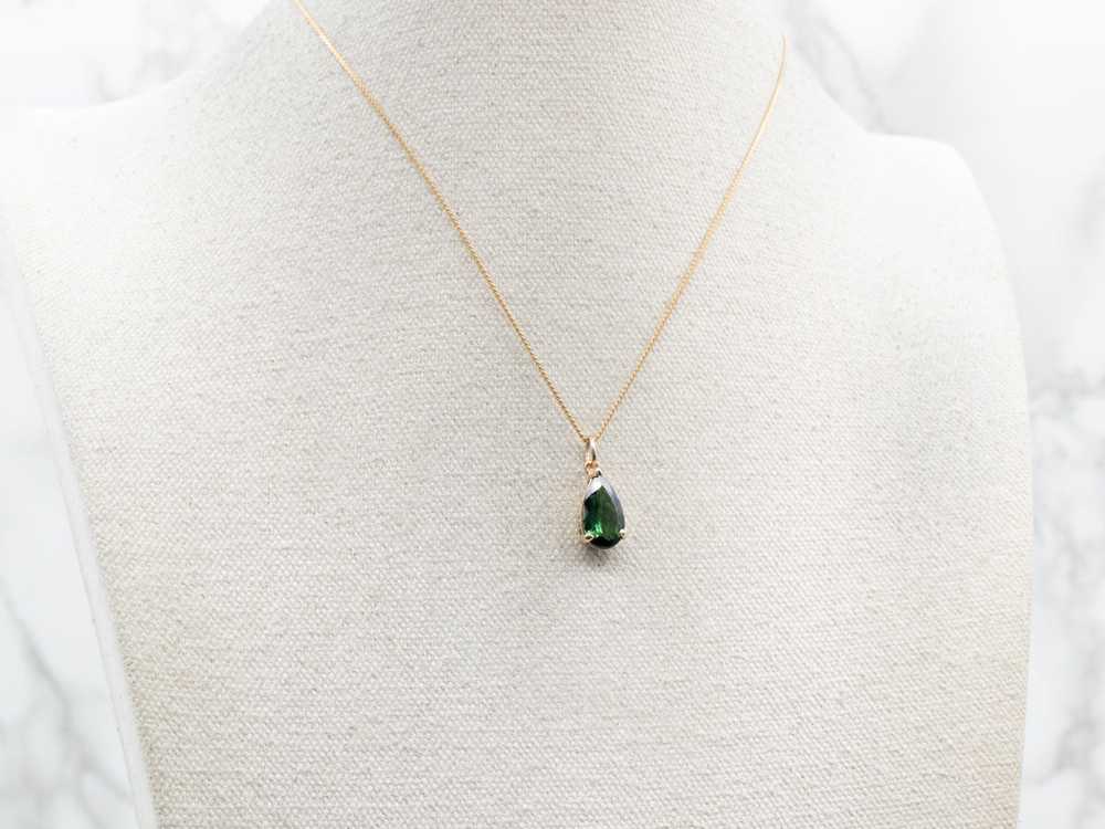 Pear Cut Green Tourmaline Solitaire Pendant - image 4