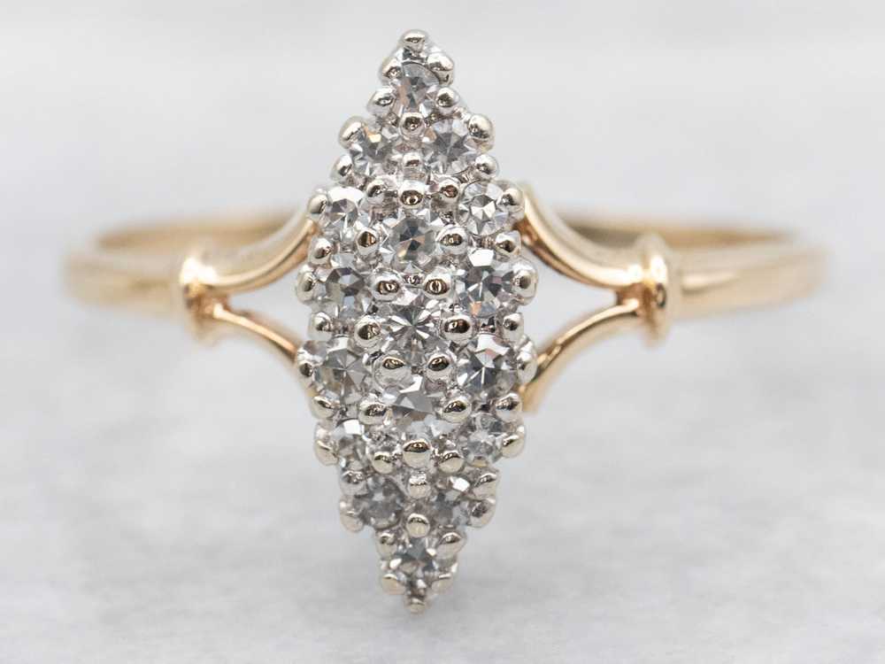 Marquise Shaped Diamond Cluster Cocktail Ring - image 1