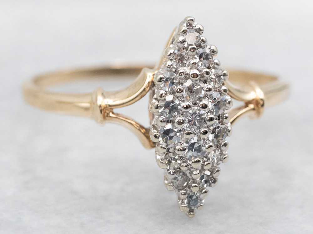 Marquise Shaped Diamond Cluster Cocktail Ring - image 2