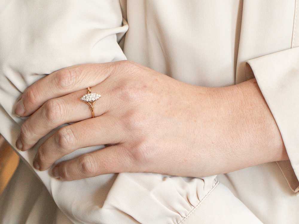 Marquise Shaped Diamond Cluster Cocktail Ring - image 4