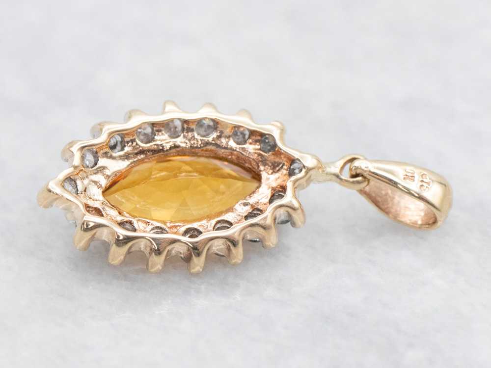 Marquise-Cut Citrine Pendant with Diamond Halo - image 2