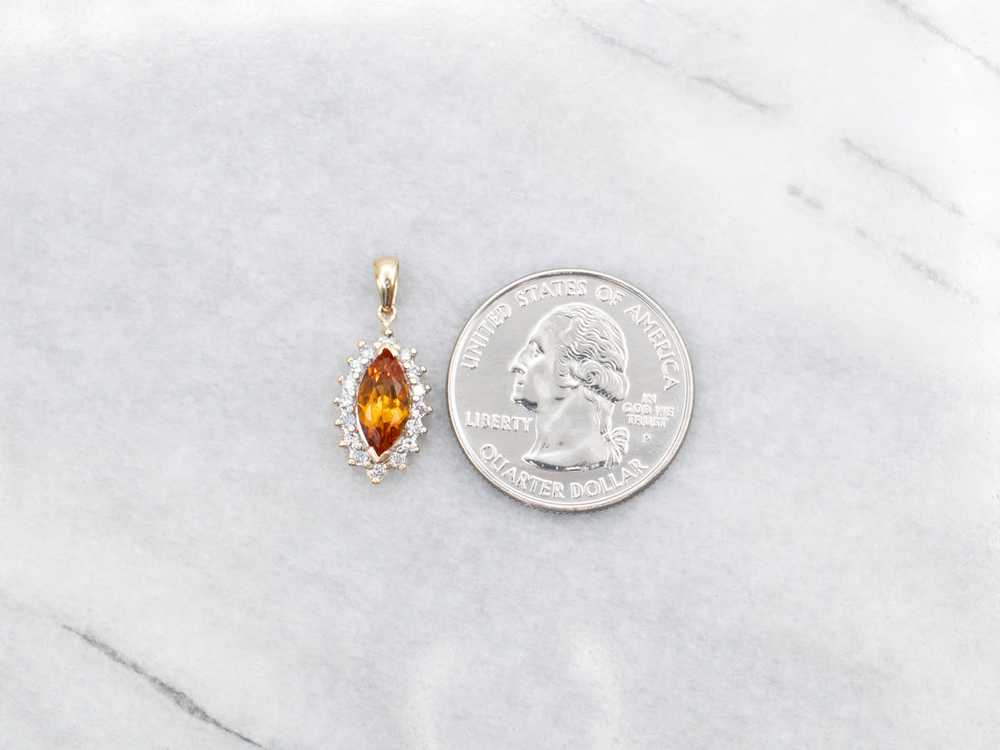 Marquise-Cut Citrine Pendant with Diamond Halo - image 3