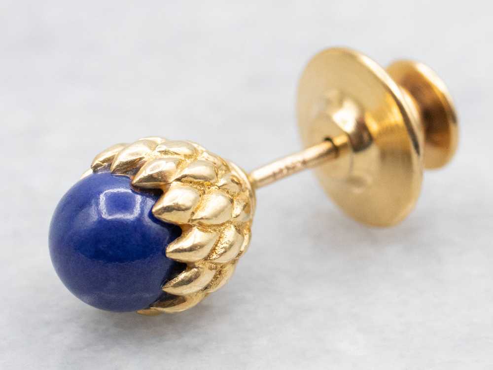 Vintage Gold Lapis Tie Tack - image 1