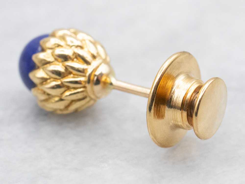 Vintage Gold Lapis Tie Tack - image 2