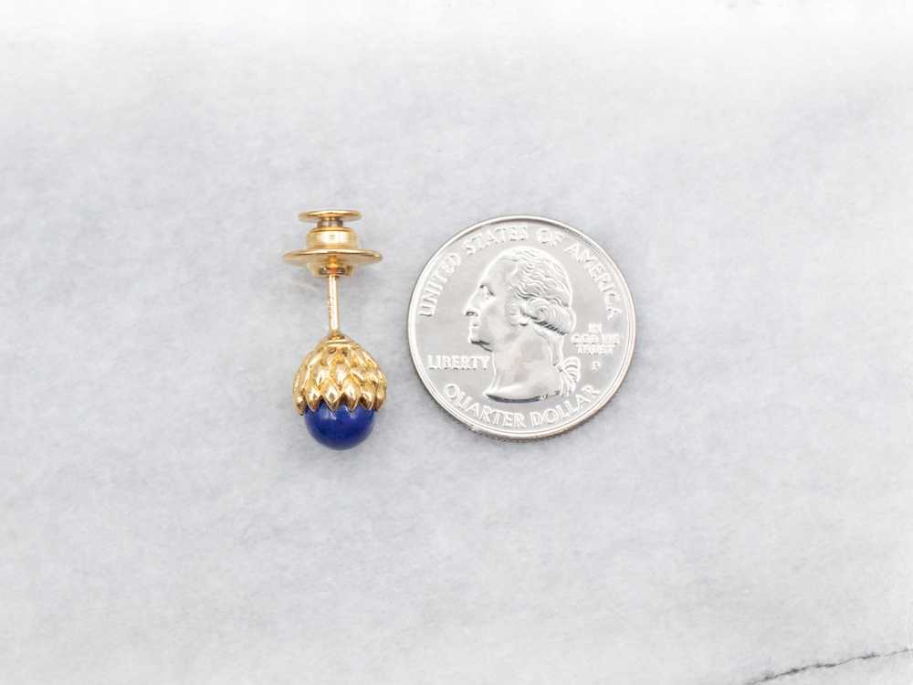 Vintage Gold Lapis Tie Tack - image 4