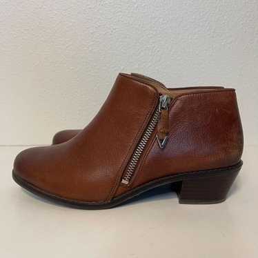 Vionic Jolene Brown Leather Ankle Booties Size 8 W