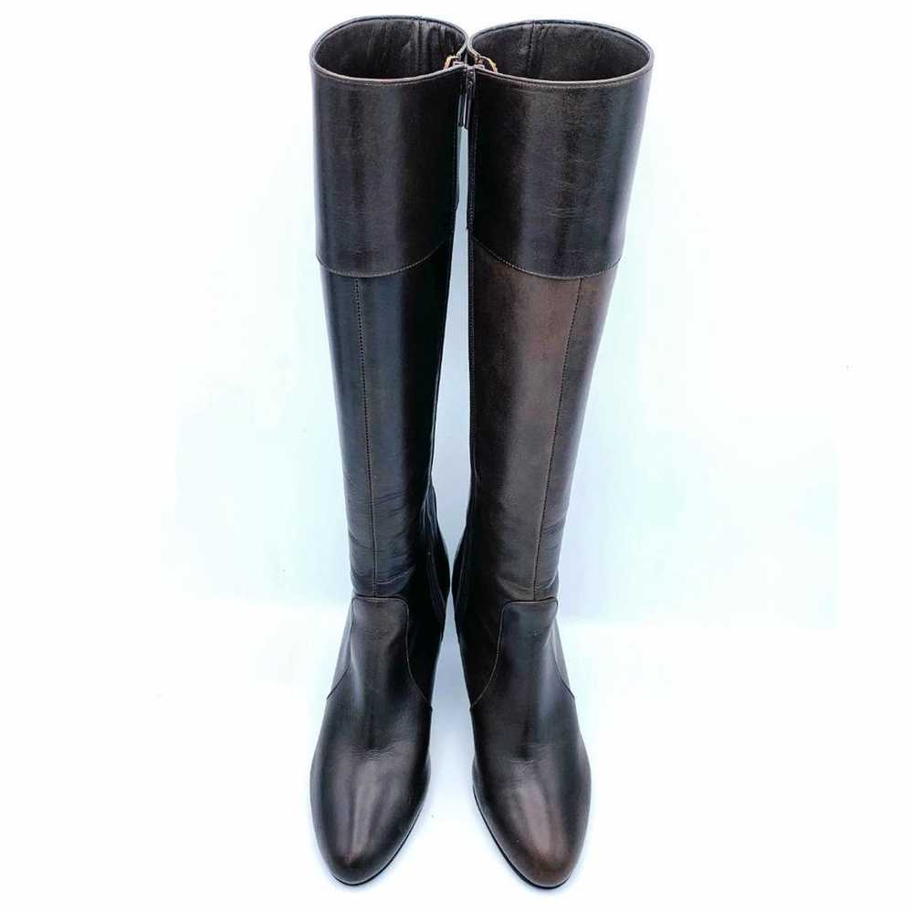 Diana Long Boots Brown Leather Chunky Heel 1826 - image 10