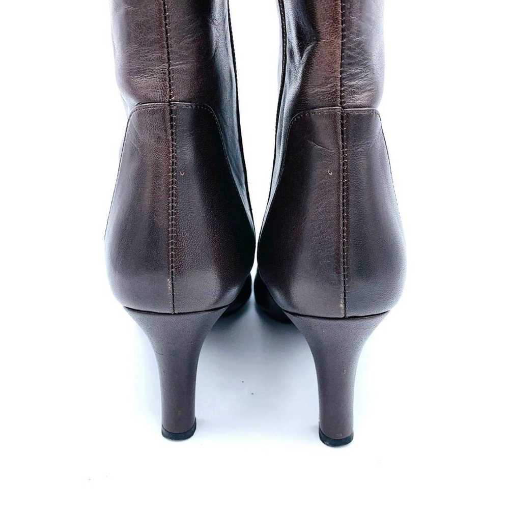 Diana Long Boots Brown Leather Chunky Heel 1826 - image 11