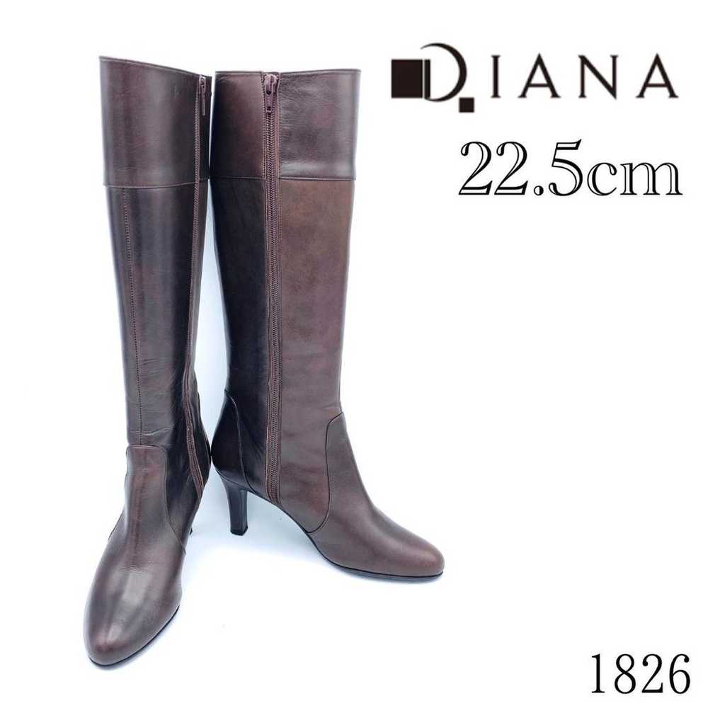 Diana Long Boots Brown Leather Chunky Heel 1826 - image 1