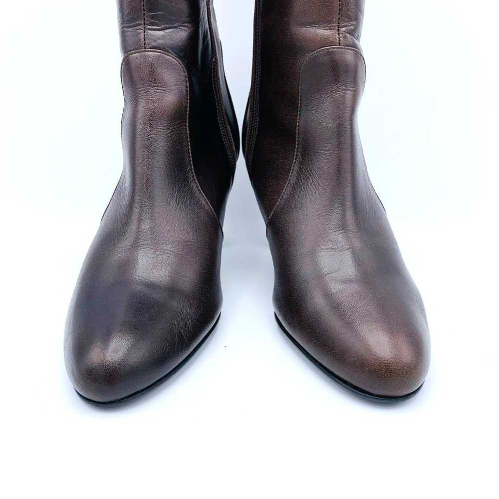 Diana Long Boots Brown Leather Chunky Heel 1826 - image 2