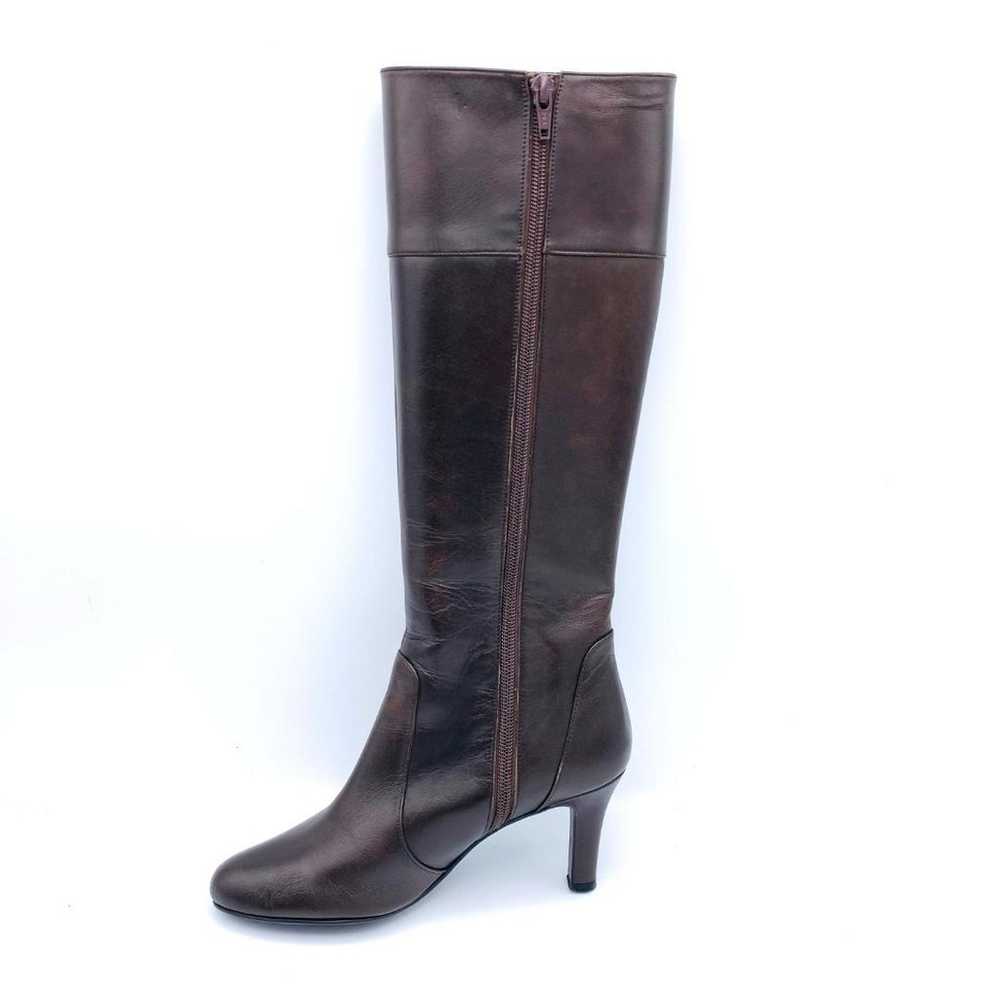 Diana Long Boots Brown Leather Chunky Heel 1826 - image 4