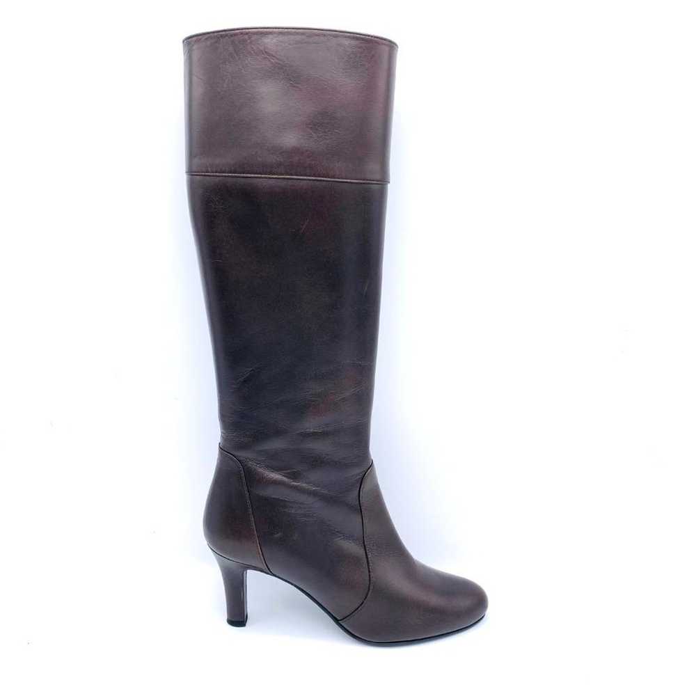 Diana Long Boots Brown Leather Chunky Heel 1826 - image 5