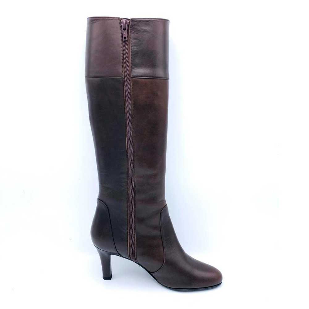 Diana Long Boots Brown Leather Chunky Heel 1826 - image 6