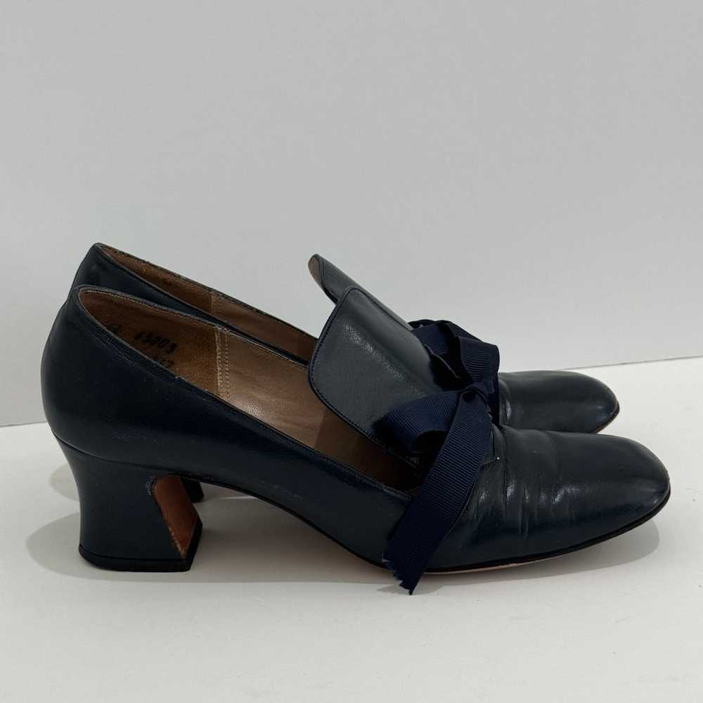 Vintage 50’s Joseph Mezzo Blue Leather Pumps w/Bo… - image 1