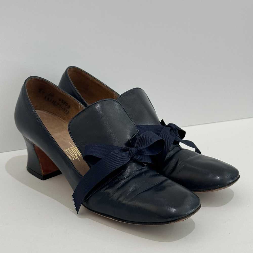 Vintage 50’s Joseph Mezzo Blue Leather Pumps w/Bo… - image 2