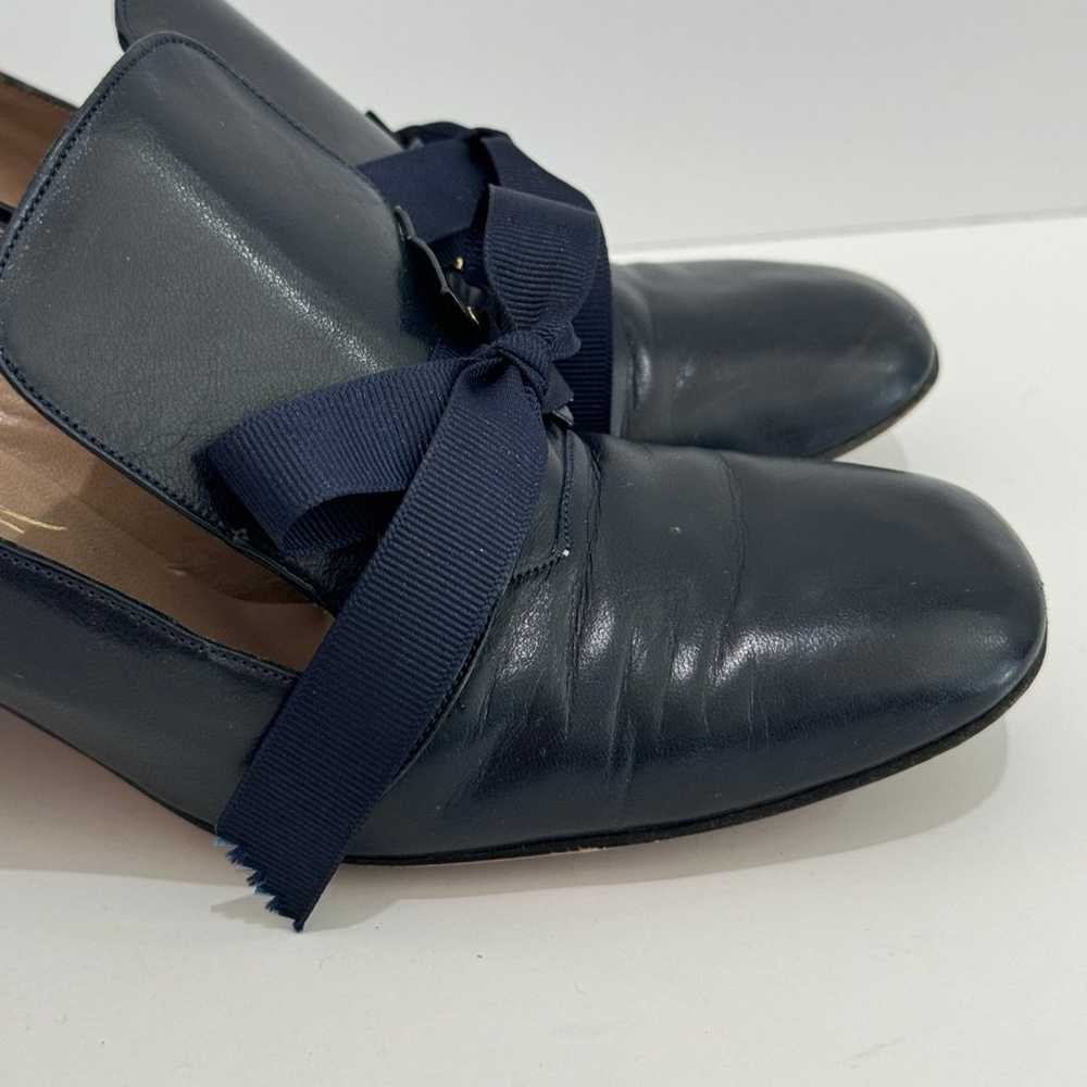 Vintage 50’s Joseph Mezzo Blue Leather Pumps w/Bo… - image 4