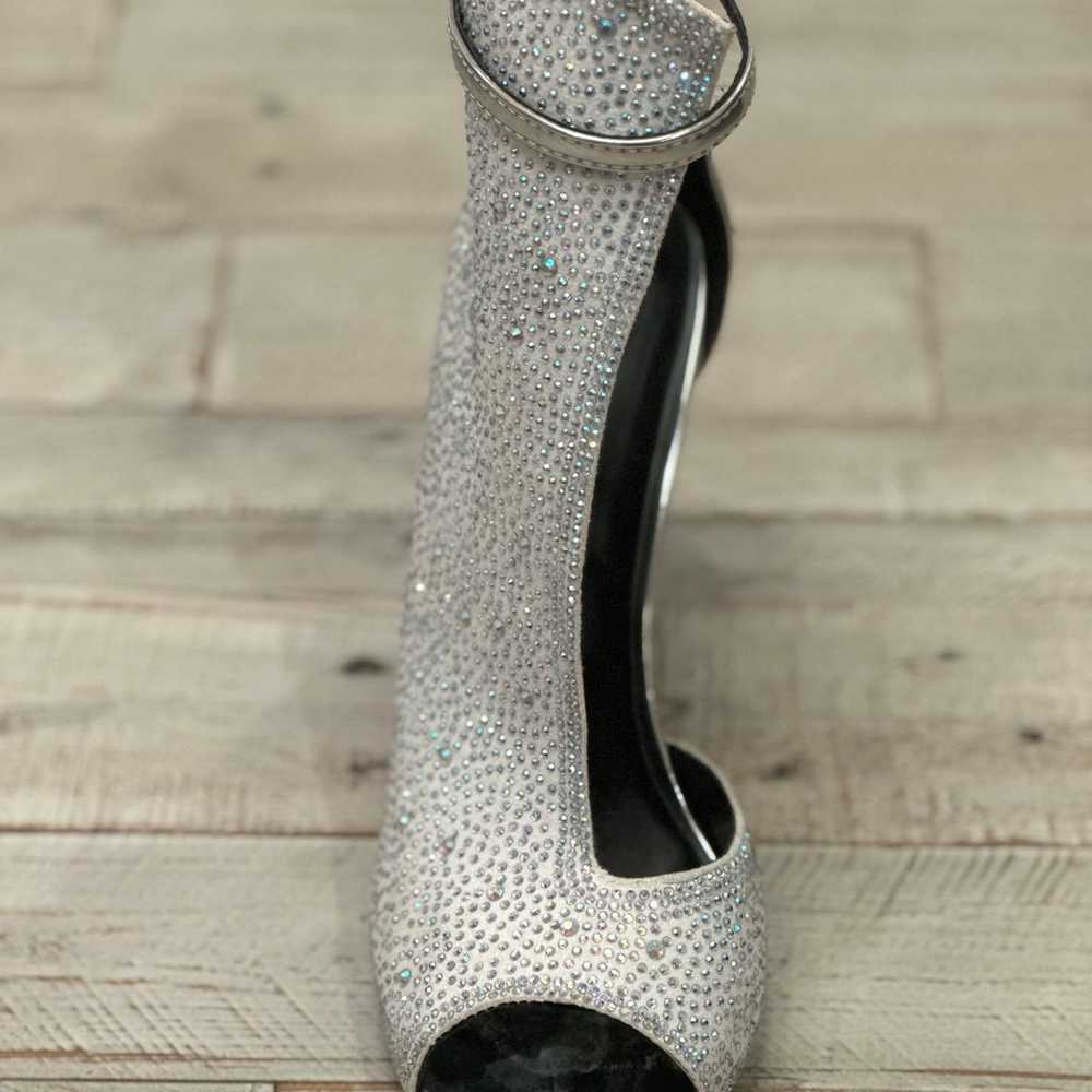 FSJ Iridescent rhinestone peep toe booties 8.5 new - image 1