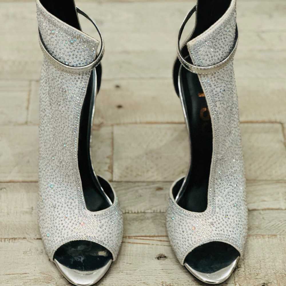 FSJ Iridescent rhinestone peep toe booties 8.5 new - image 1