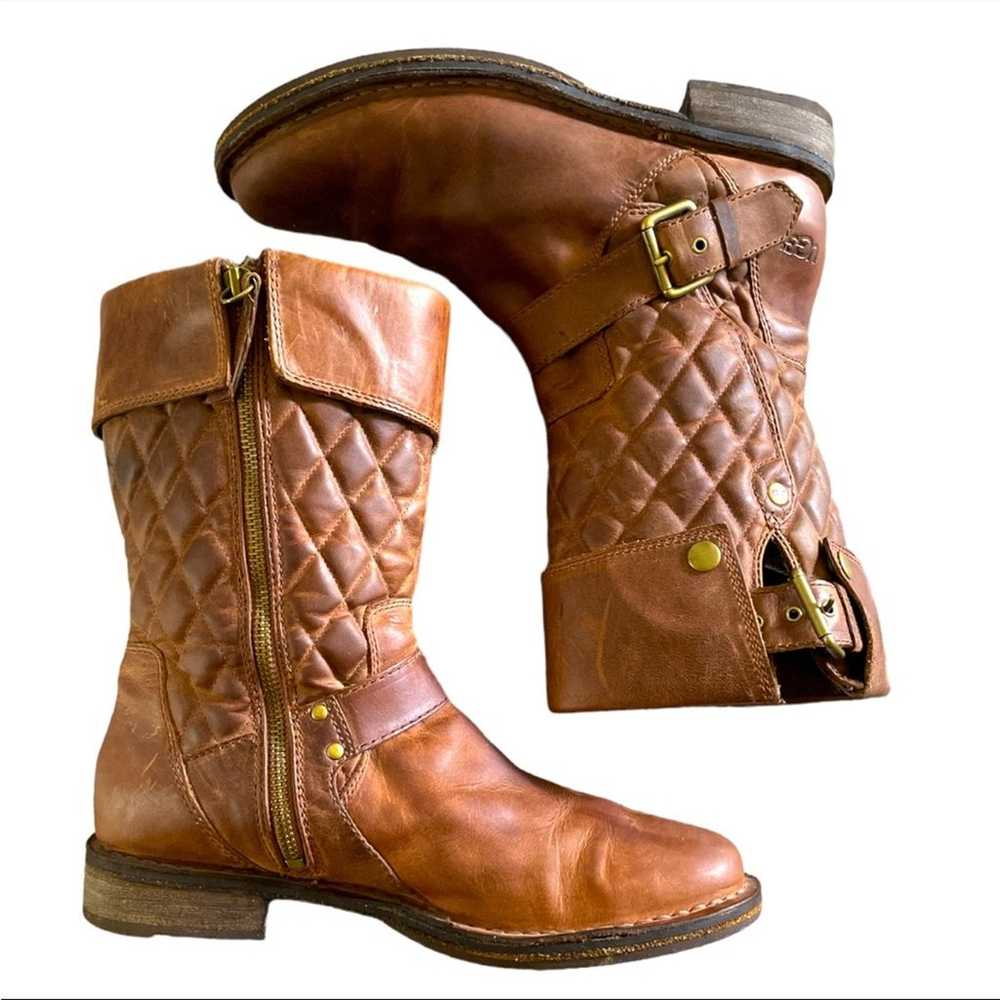 Ugg brown fawn leather quilted Moto Connor boots … - image 1