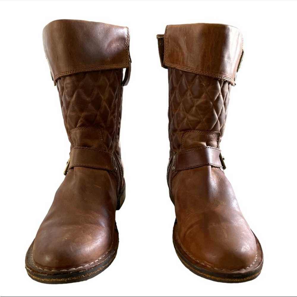 Ugg brown fawn leather quilted Moto Connor boots … - image 3