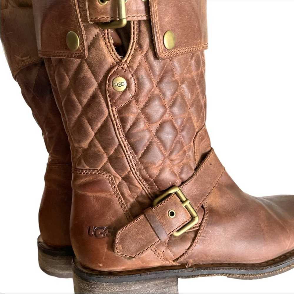 Ugg brown fawn leather quilted Moto Connor boots … - image 6