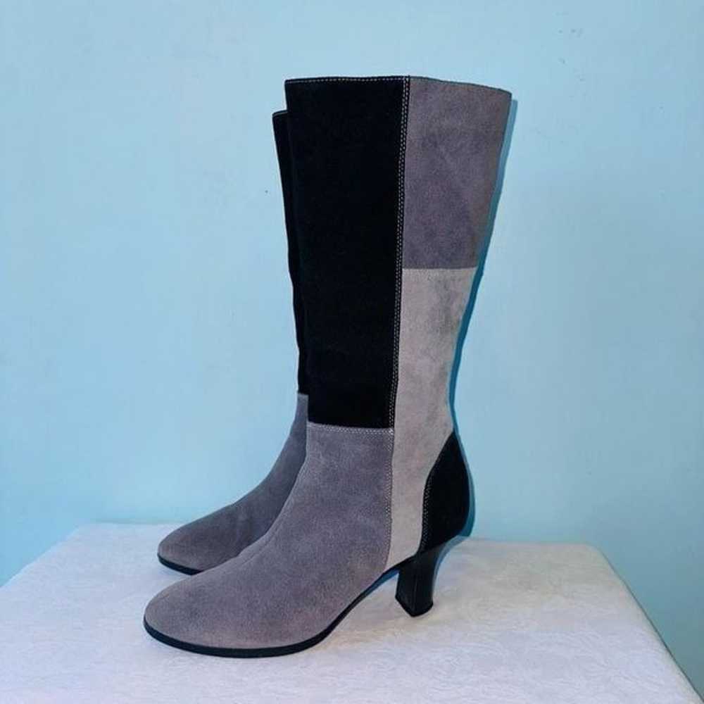 AJ Valenci Black and Grey Suede Patchwork Knee Hi… - image 1