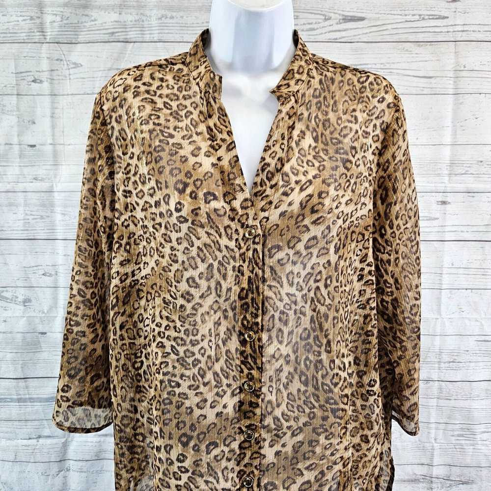 Susan Graver Brown Animal Print Sheer Women's Med… - image 2