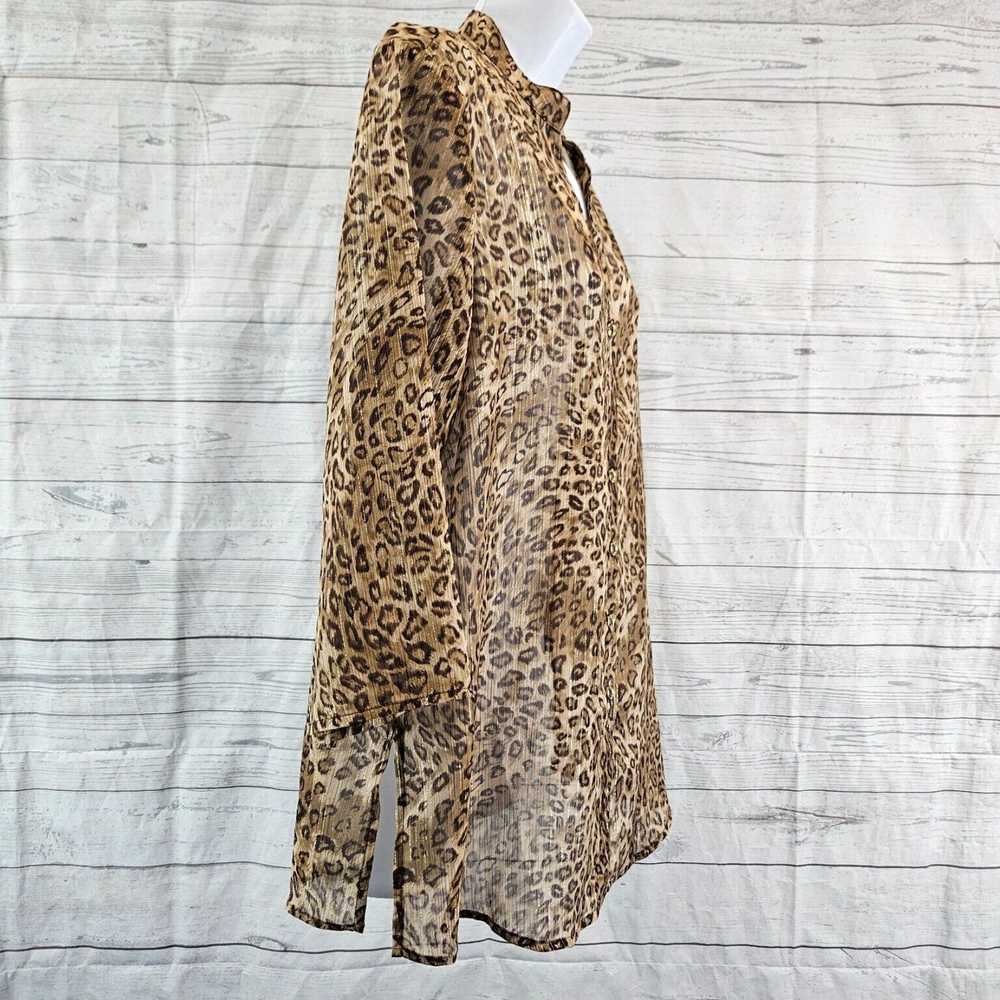 Susan Graver Brown Animal Print Sheer Women's Med… - image 3